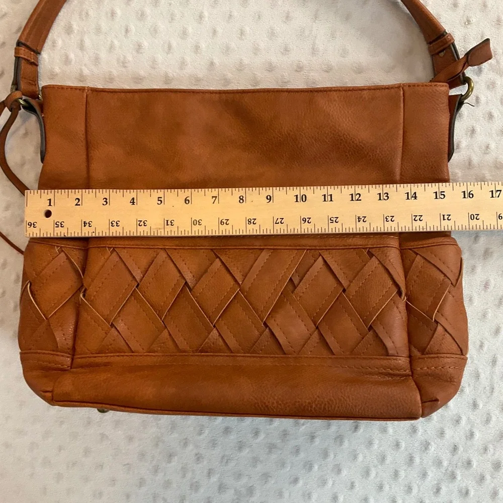 Darcy Marks London Hobo Bag Tan Faux‎ Leather Woven Pocket Shoulder Bag